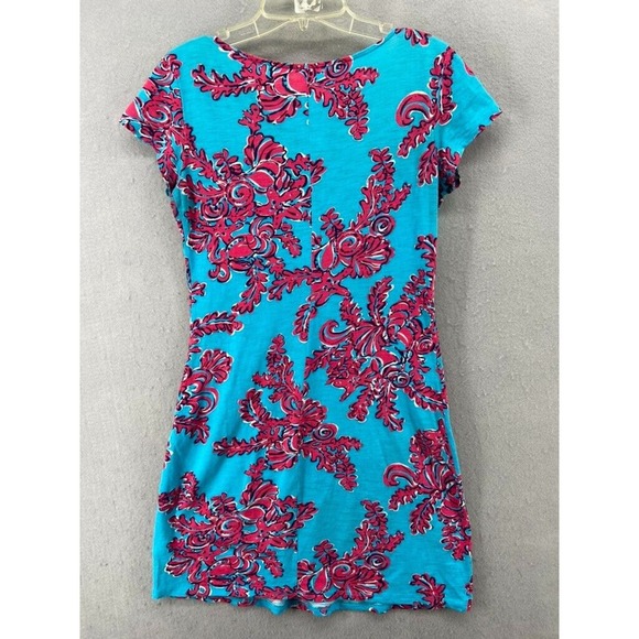 Lilly Pulitzer Dress Women’s XSmall‎ Blue Red Lace Trim 100% Cotton Short Summer - Picture 8 of 11